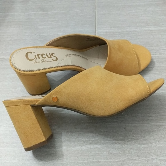 Circus by Sam Edelman Suzanna Open Toe Mules in Mustard Yellow Sz 7.5 - Picture 3 of 7